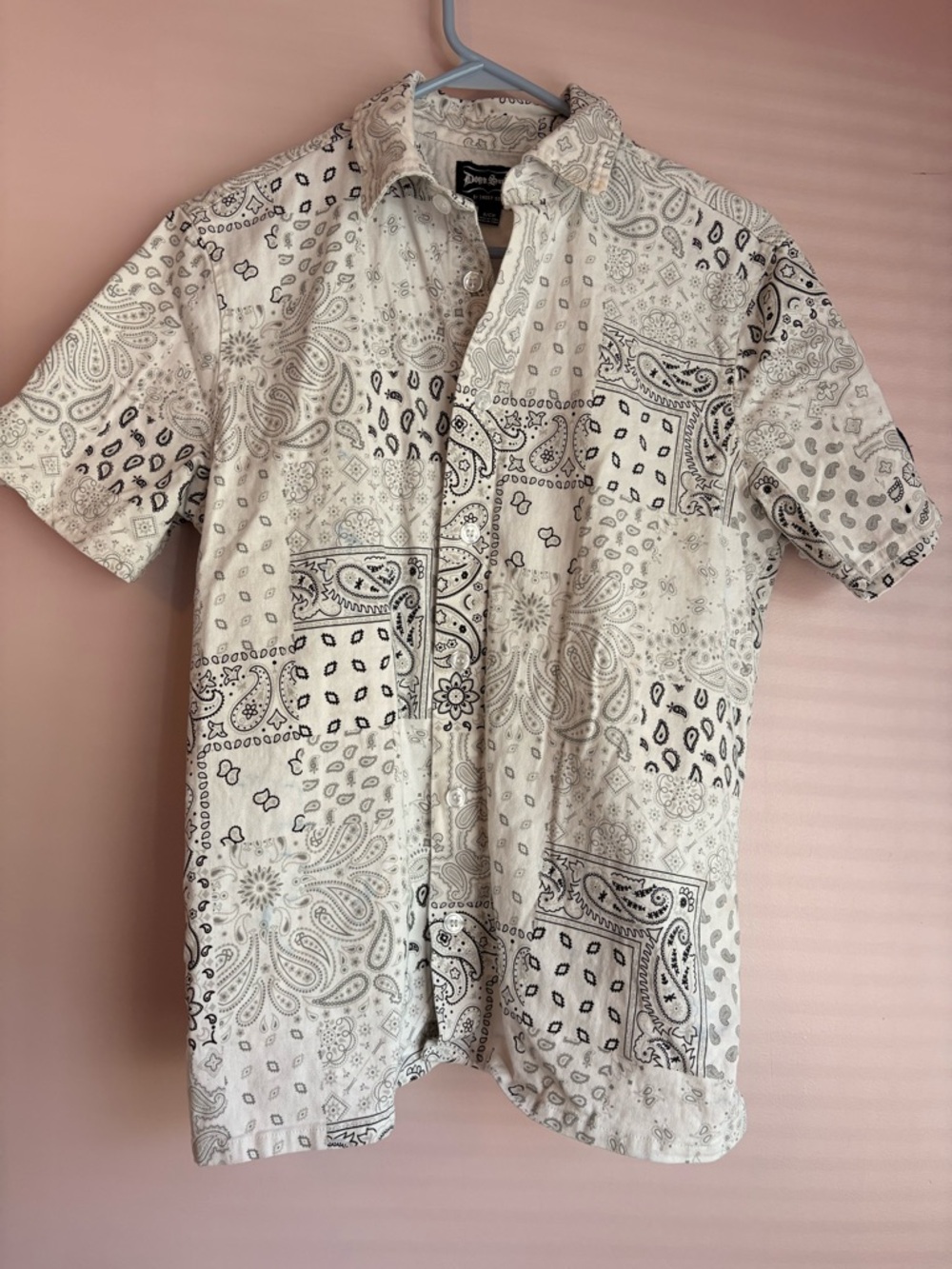Dogg Supply Casual Bandana Print Short-Sleeve Button-Down Shirt